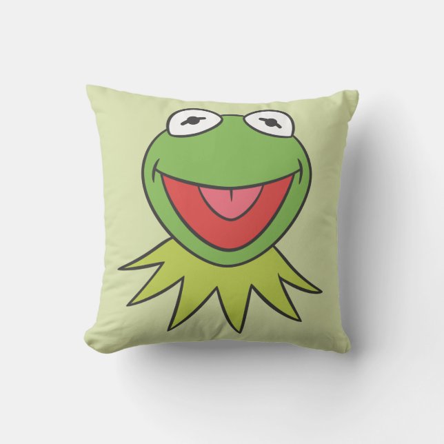 Kermit the Frog Cartoon Head Throw Pillow (Front)