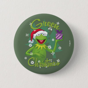 Kermit the Frog   Green Christmas 2 Inch Round Button