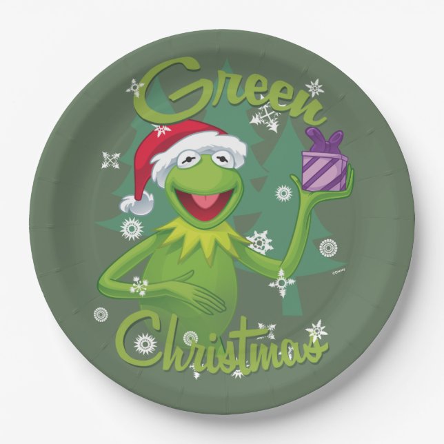 Kermit the Frog | Green Christmas Paper Plate (Front)