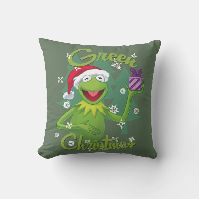 Kermit the Frog | Green Christmas Throw Pillow (Front)
