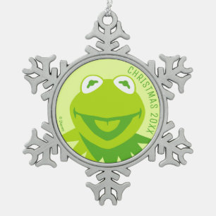 Kermit the Frog Smiling Snowflake Pewter Christmas Ornament
