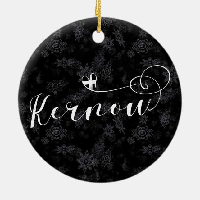 Kernow Flag in Heart, Cornish, Cornwall Ceramic Ornament (Back)