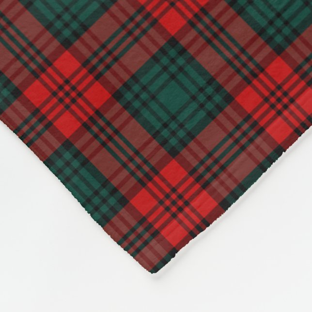Kerr Clan Red and Forest Green Tartan Fleece Blanket (Corner)