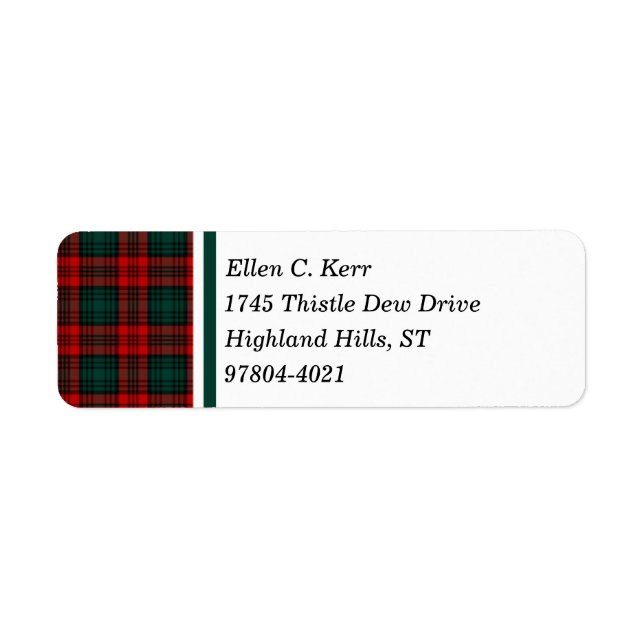 Kerr Clan rouge, vert et noir Tartan écossais (Devant)
