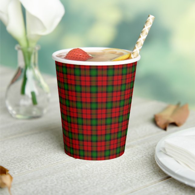Kerr Clan Scottish Plaid Pattern Christmas Paper Cups (Insitu)