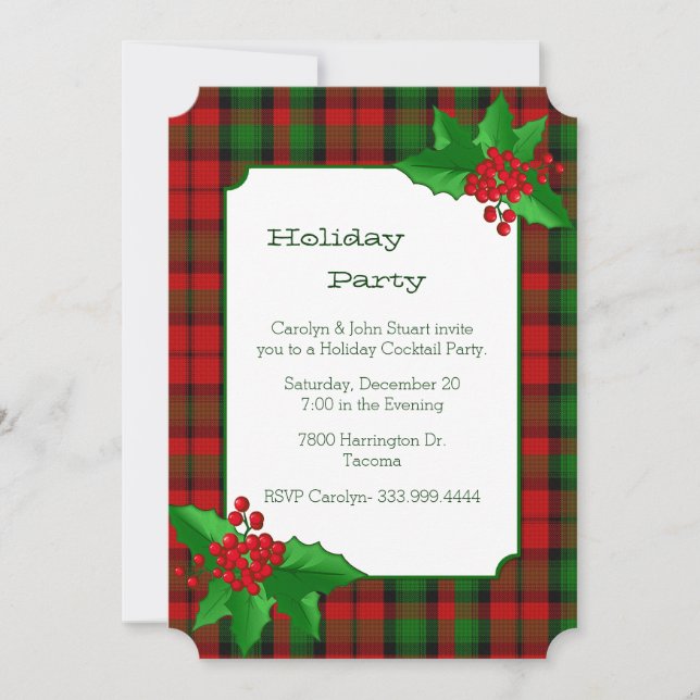 Kerr Clan Tartan Plaid Custom Christmas Party Invitation (Front)
