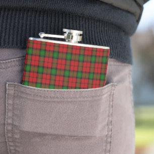Kerr Clan Tartan Plaid Pattern Red Hip Flask