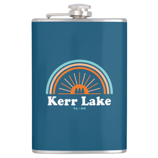 Kerr Lake Virginia North Carolina Rainbow Hip Flask (Front)
