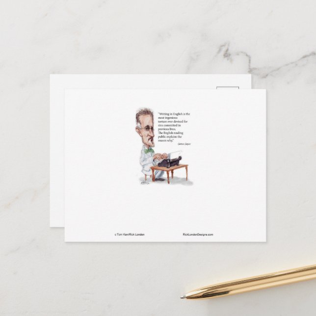 Kerr/London James Joyce & English Is Torture Quote Postcard (Front/Back In Situ)