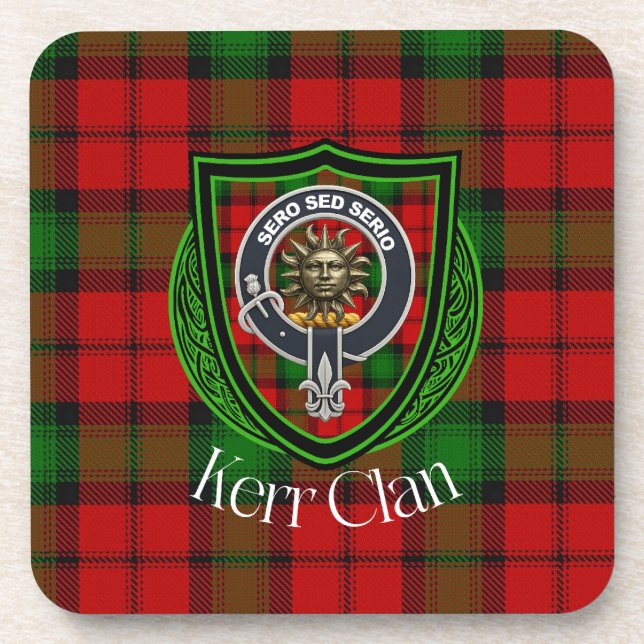 Kerr Scottish Clan Tartan & Crest Coaster (Front)