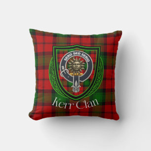 Kerr Scottish Clan Tartan & Crest Throw Pillow