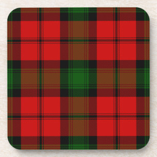 Kerr tartan red green plaid coaster