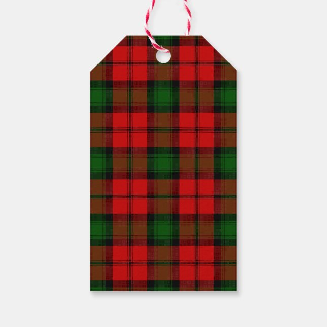 Kerr tartan red green plaid gift tags (Back)