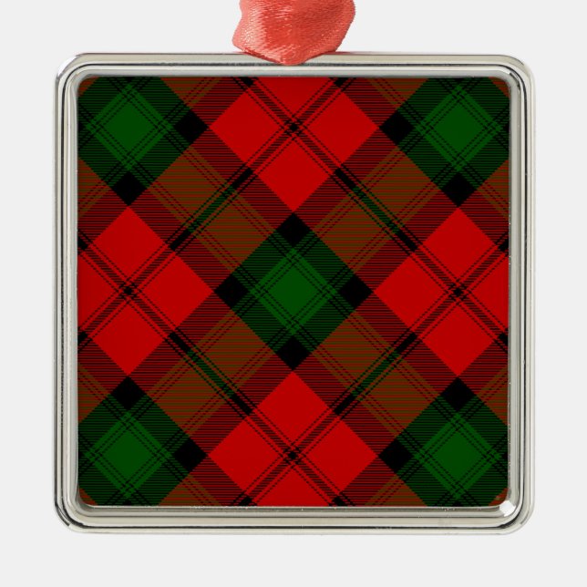 Kerr tartan red green plaid metal ornament (Front)