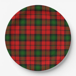 Kerr tartan red green plaid paper plate