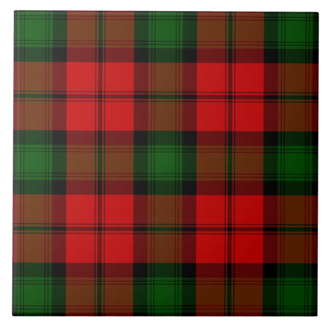 Kerr tartan red green plaid tile (Front)