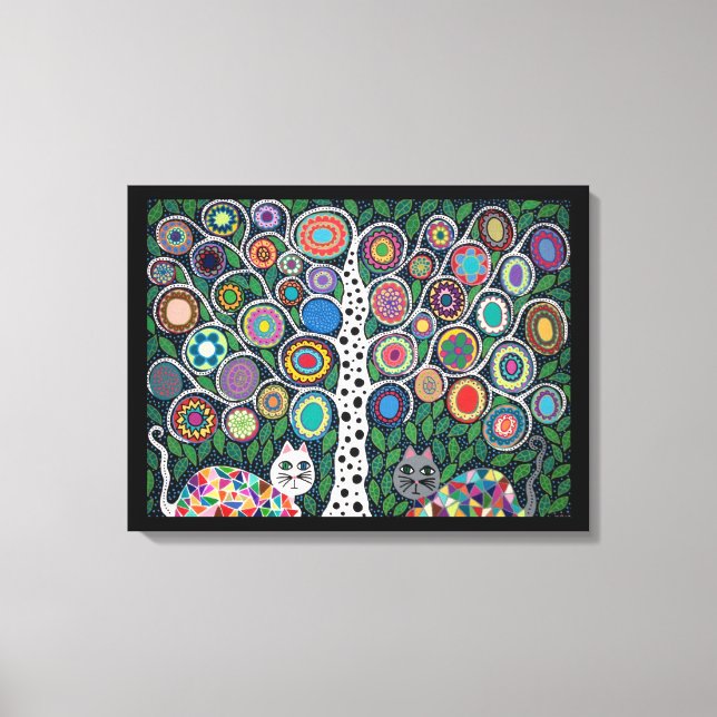 Kerri Ambrosino Art Canvas Tree of Life Cats Print (Front)