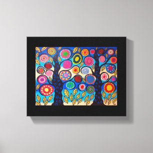 Kerri Ambrosino Mexican Folk Art Tree of Life Blue Canvas Print