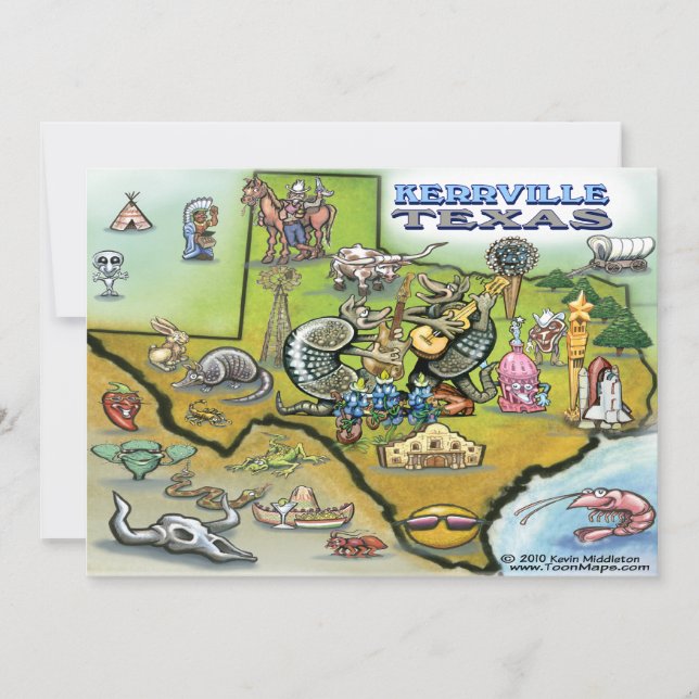 Kerrville TEXAS Map Card (Front)