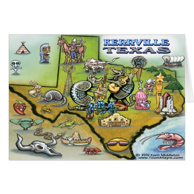 Kerrville TEXAS Map Tee (Front Horizontal)