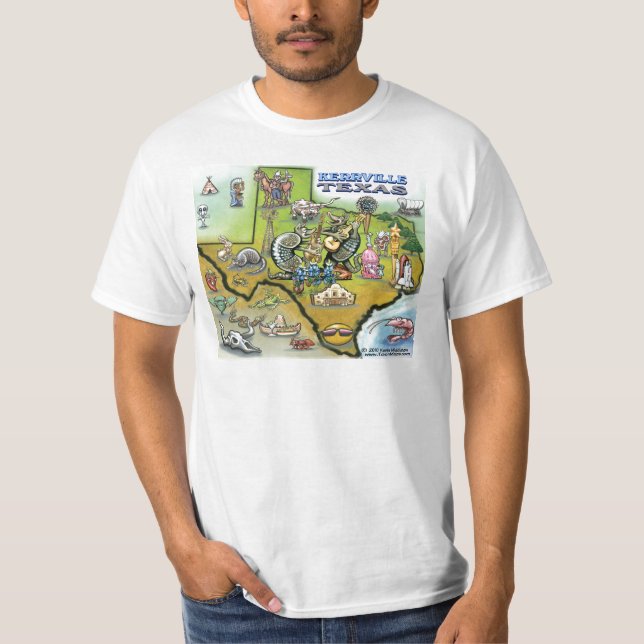 Kerrville TEXAS Map Tee (Front)