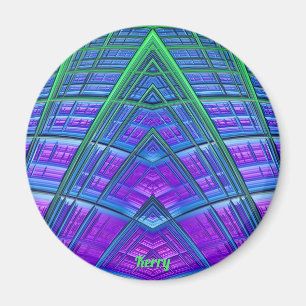 KERRY ~Blue, Green and Purple ~ Abstract Fractal ~ Magnet
