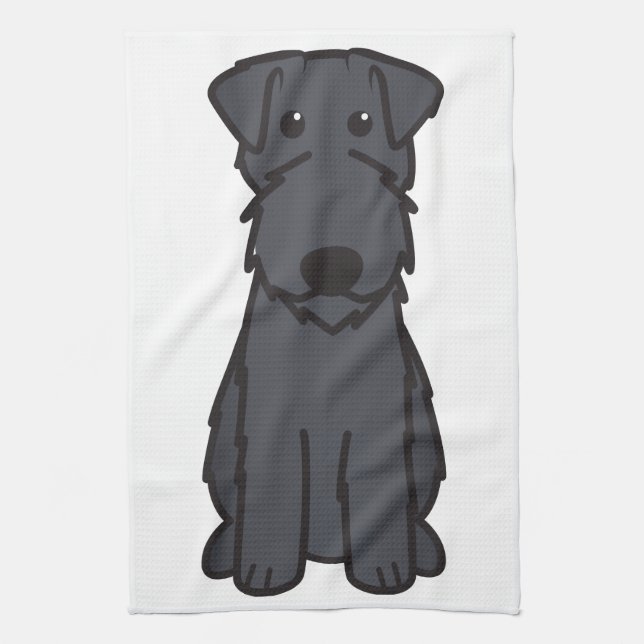 Kerry Blue Terrier Dog Cartoon Kitchen Towel (Vertical)