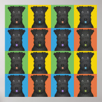 Kerry Blue Terrier Dog Cartoon Pop-Art