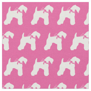 Kerry Blue Terrier Dog Silhouette Pet Pink Fabric