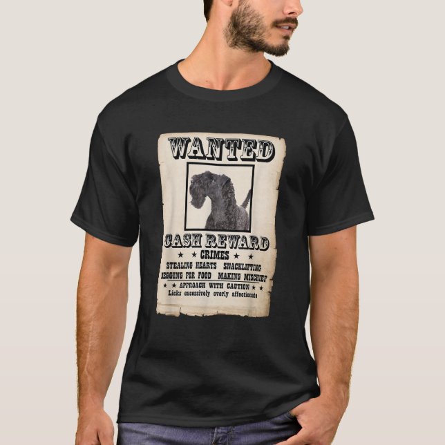 Kerry Blue Terrier Dog wanted poster  for Men Wome T-Shirt (Front)