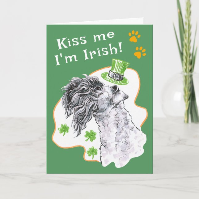 Kerry Blue Terrier Irish Dog Funny St Patricks Day Holiday Card (Front)