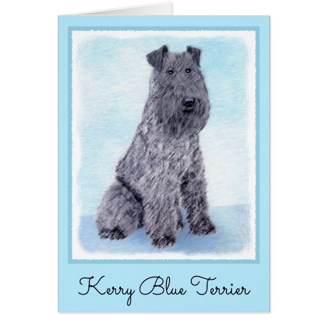 Kerry Blue Terrier Painting Cute Original Dog Art (Front)