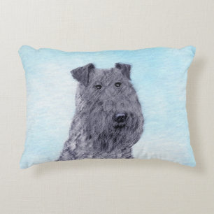 Kerry Blue Terrier Painting Cute Original Dog Art Accent Pillow
