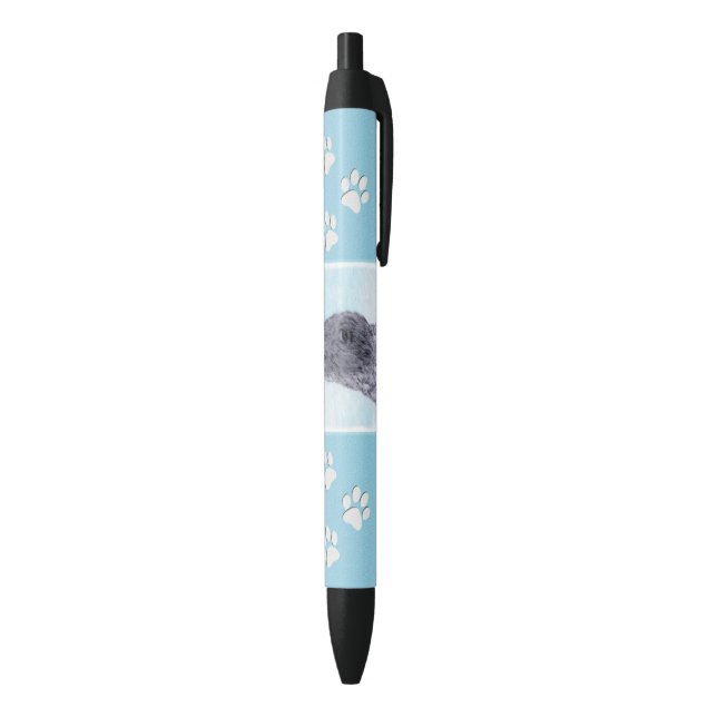 Kerry Blue Terrier Painting Cute Original Dog Art Black Ink Pen (Bottom (Vertical))