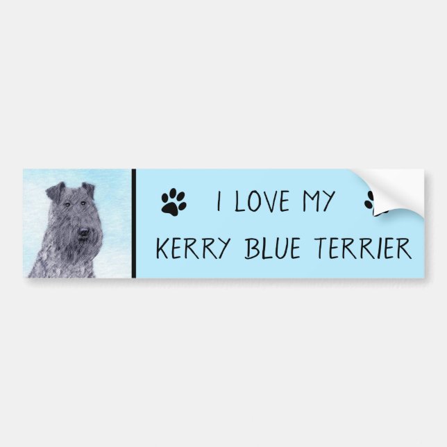 Kerry Blue Terrier Painting Cute Original Dog Art Bumper Sticker (Front)
