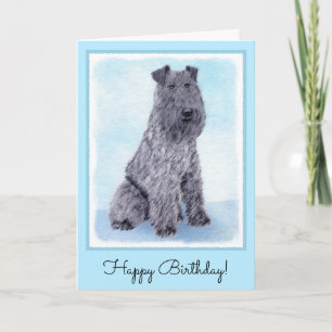Kerry Blue Terrier Painting Cute Original Dog Art Card
