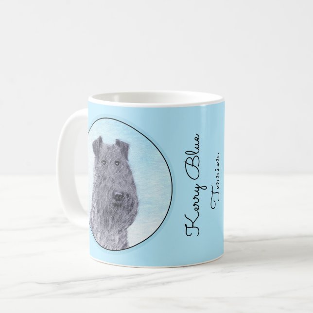 Kerry Blue Terrier Painting Cute Original Dog Art Coffee Mug (Front Left)