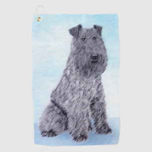 Kerry Blue Terrier Painting Cute Original Dog Art Golf Towel