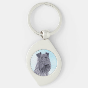 Kerry Blue Terrier Painting Cute Original Dog Art Keychain