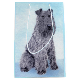 Kerry Blue Terrier Painting Cute Original Dog Art Medium Gift Bag