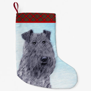 Kerry Blue Terrier Painting Cute Original Dog Art Small Christmas Stocking