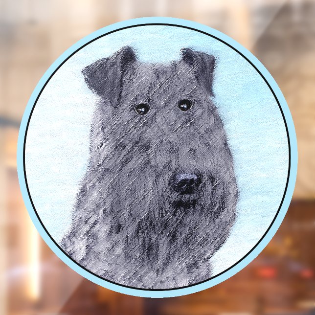 Kerry Blue Terrier Painting Cute Original Dog Art Window Cling (Sheet 2)
