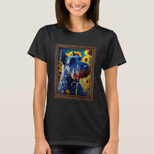 Kerry Blue Terrier Painting Sunflower Flower Mom W T-Shirt