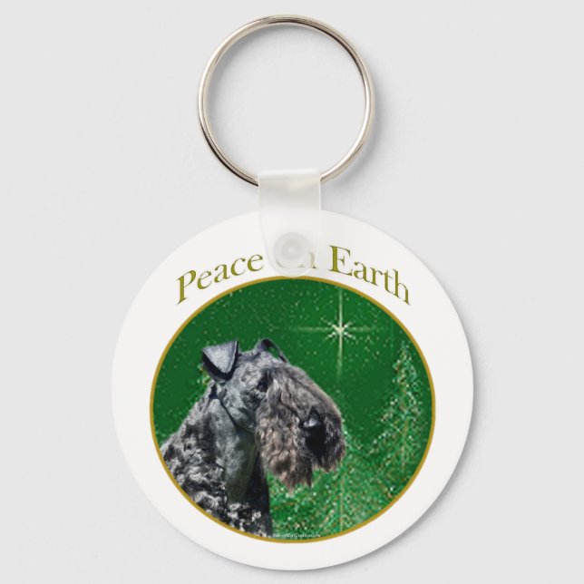 Kerry Blue Terrier Peace Keychain (Front)
