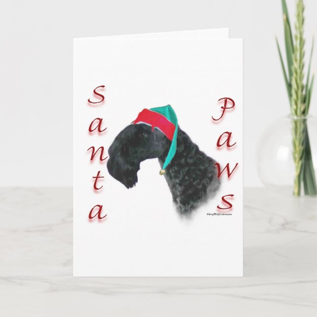 Kerry Blue Terrier Santa Paws Holiday Card (Front)