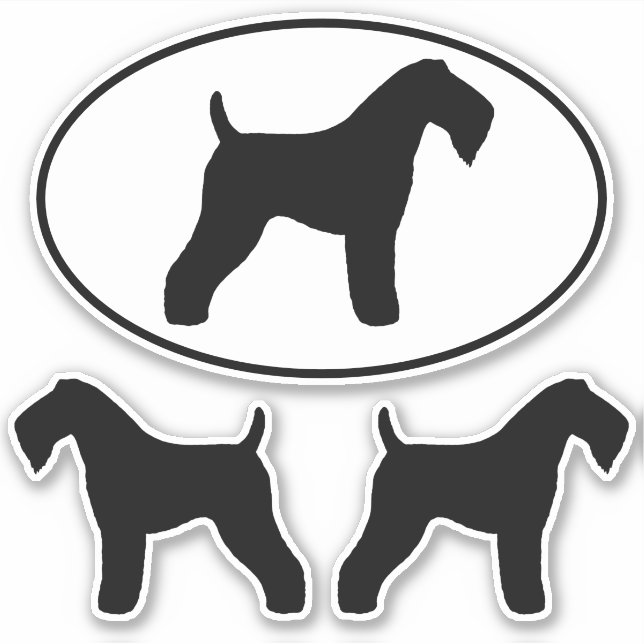 Kerry Blue Terrier Silhouettes Vinyl Sticker Set (Front)