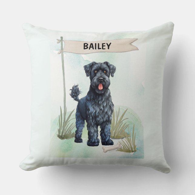 Kerry Blue Terrier Watercolor Personalized  Throw Pillow (Front)