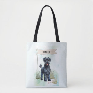 Kerry Blue Terrier Watercolor Personalized  Tote Bag