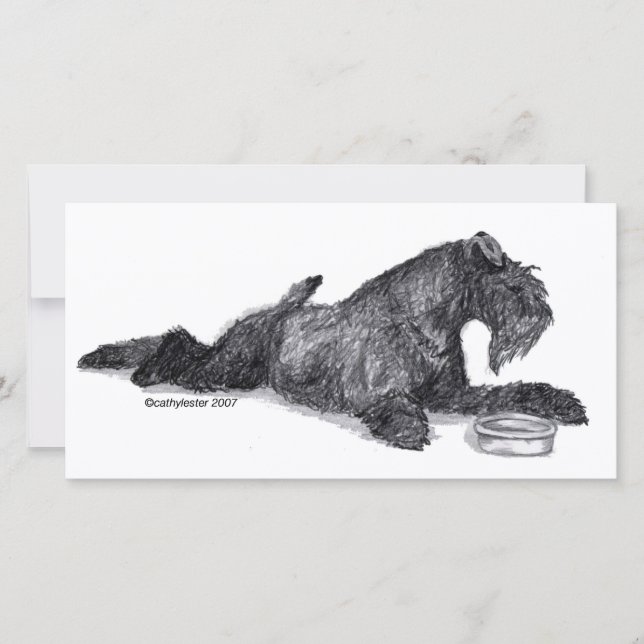 Kerry Blue Terrier with Bowl (Front)