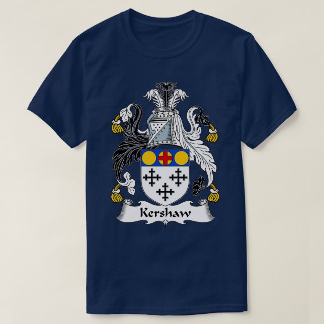 Kershaw Coat of Arms Family Crest  T-Shirt (Design Front)